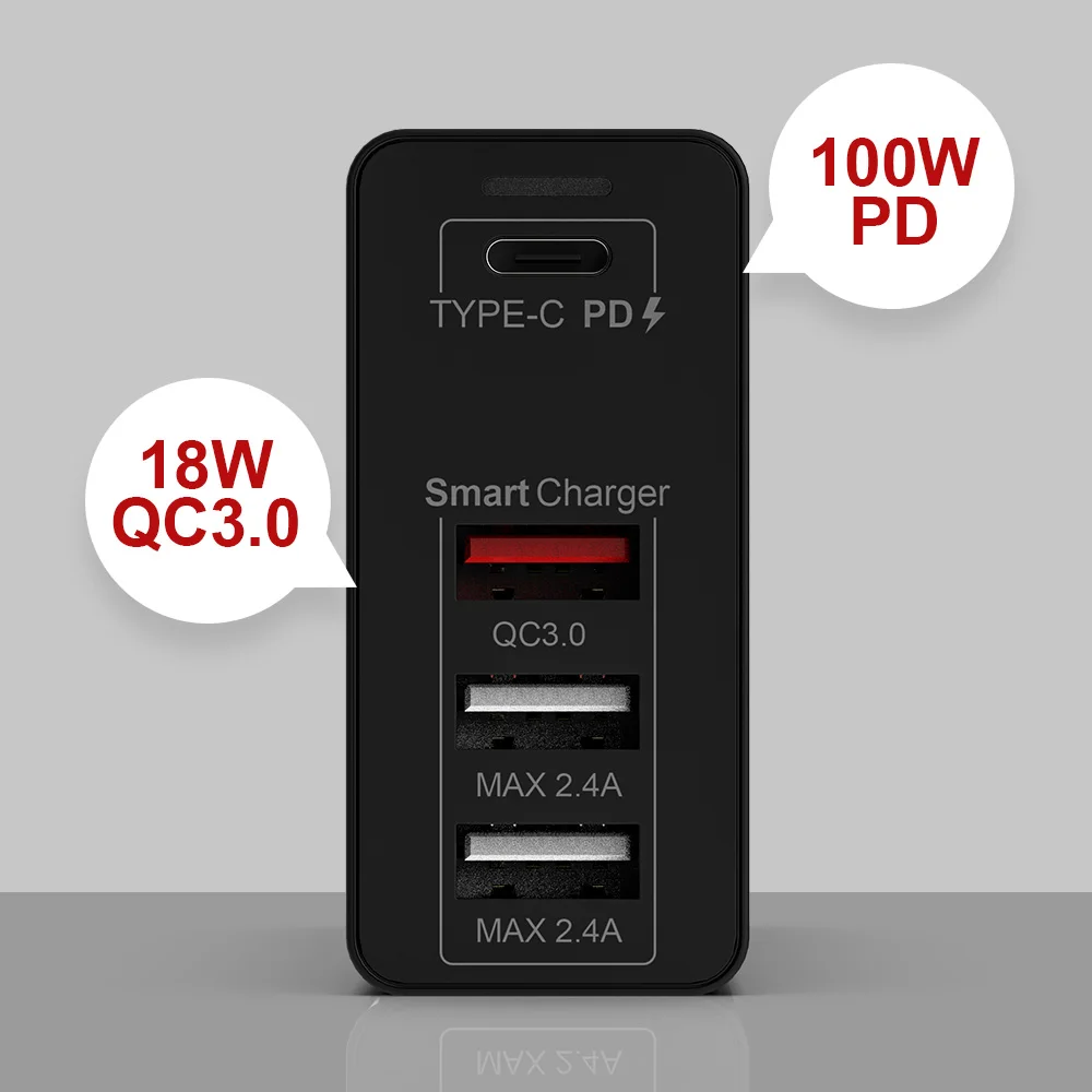 Cena 100W Multi szybka ładowarka PD typ C USB ładowarka do samsunga iPhone Huawei Tablet QC 3.0 ładowarka ścienna usa ue UK AU przejściówka adapter