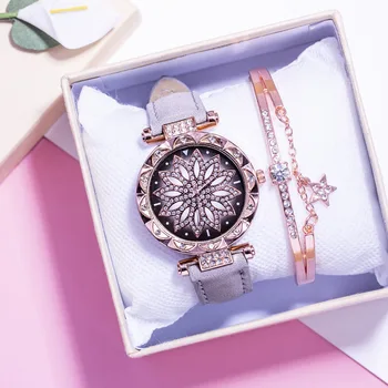 

Trend Women Watches 2020 Bracelet Set Relogio Feminino Ladies Watch Casual Leather Band Quartz Wristwatch Montre Femme