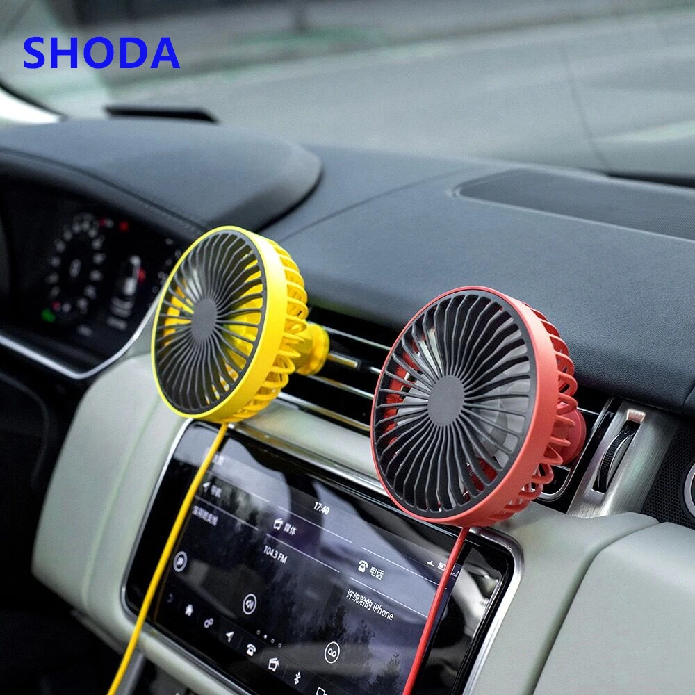 

SHODA 360° Rotatable Car Fan 5V Universal Large Wind Three Speed Control Mini USB Car Fan