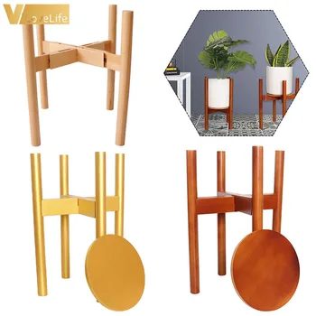 

Adjustable Plant stand Wood Flower Stand Wooden With Foot Office Home Balcony Garden Plant Stand Indoor Outdoor Garden Supplies