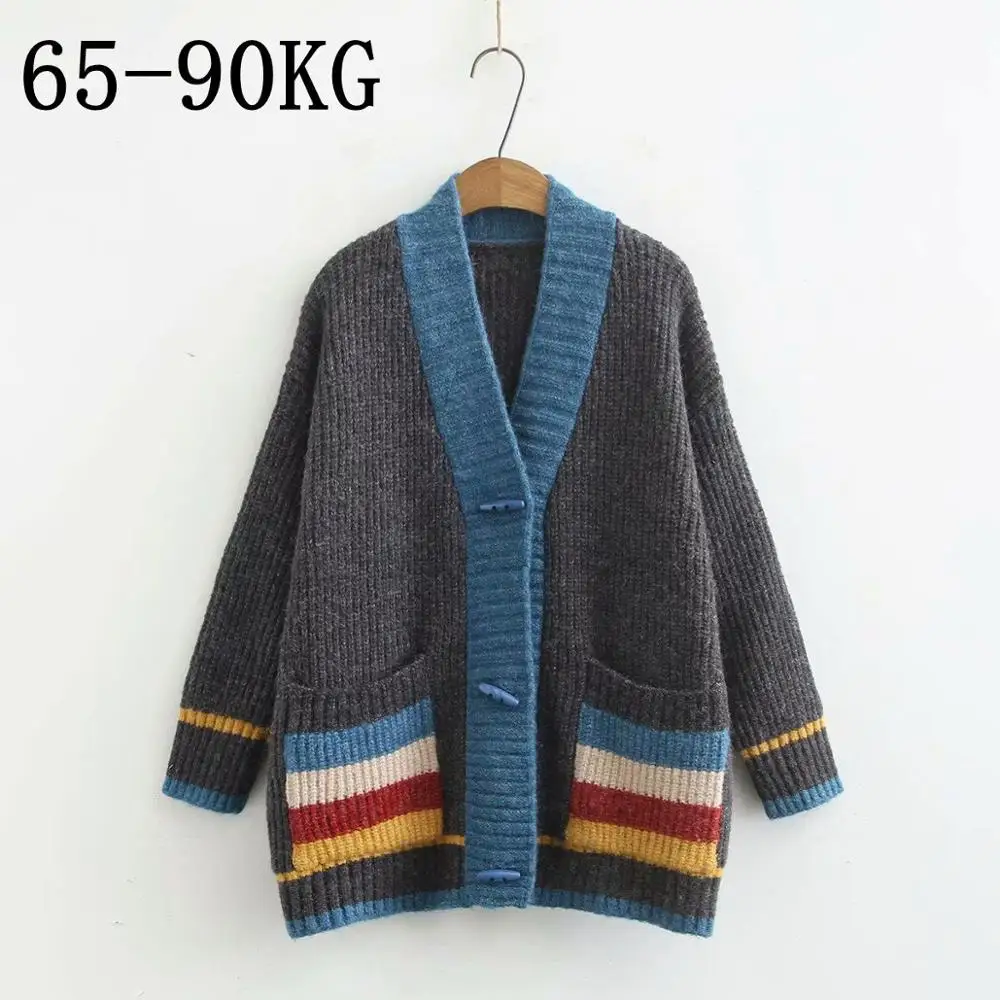 

2019 New Winter Oversized Women Sweater And Thick Striped Cardigans Casual Christmas Sweaters Keep Warm Loose Female Cardigan