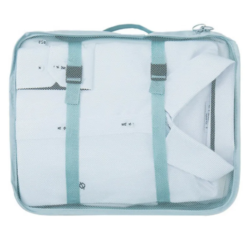 6pcs/set Travel Storage Bag Set Suitcase Organizer Luggage Hanging Ziplock Closet Clothes Mesh Packing Cubes with Laundry Bag