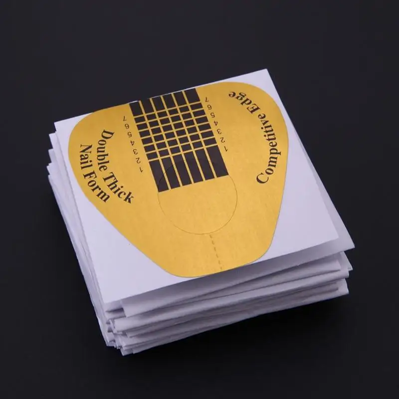 50pcsGoldenNailFormsHorseshoe-ShapedUVGelNailArtTipsExtensionLengtheningPhototherapyNailPaperHolderDecorations