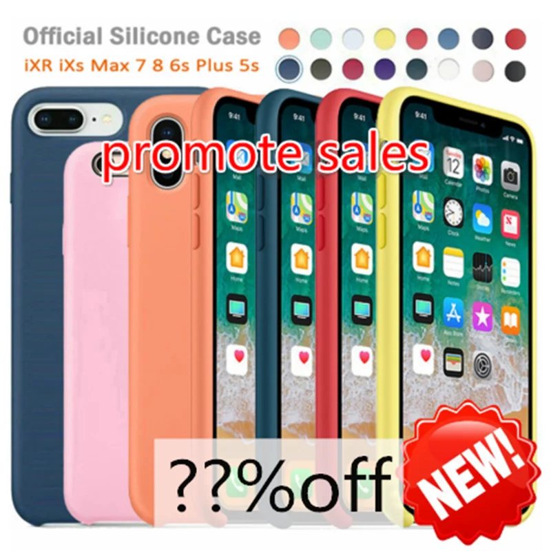 

Luxury Original Official Silicone LOGO Case For iPhone 7 8 Plus Liquid Case For Apple iPhone X XS Max XR 5 5S SE 6 6S Plus Case