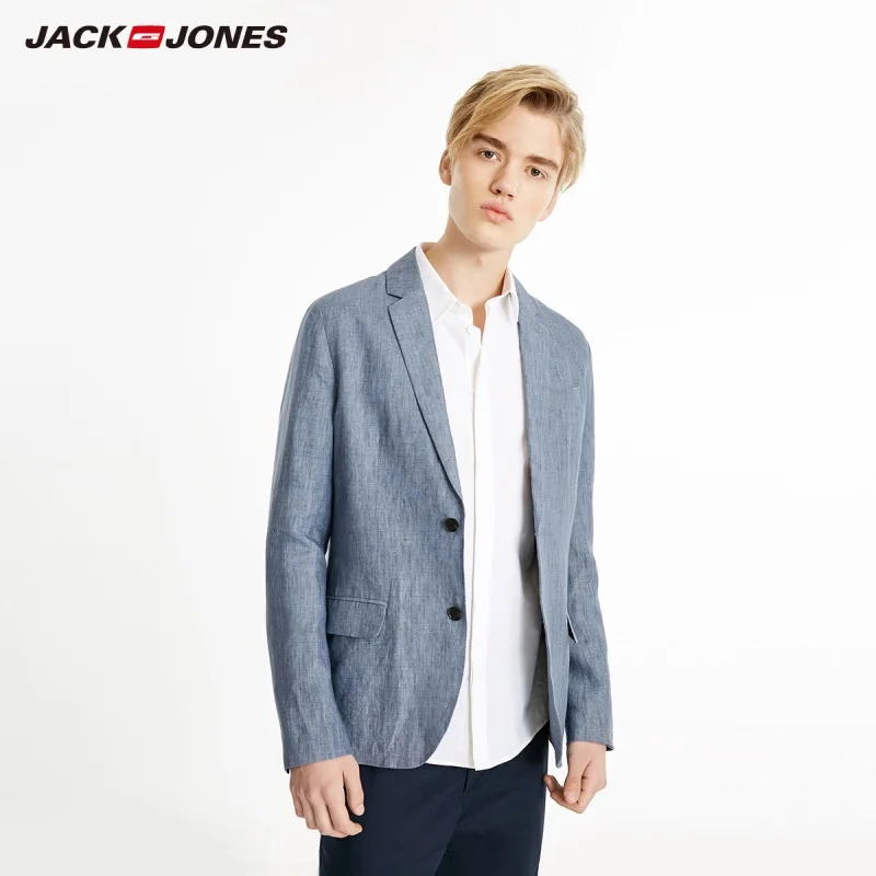 JackJones мужской льняной костюм куртка удобный блейзер мужская одежда 219108505