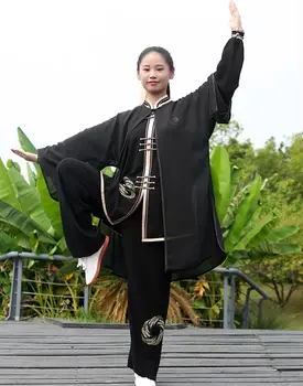 

top quality embroidery kung fu wushu competition suits martial arts uniforms Tai chi taiji clothing veil spring&autumn blue
