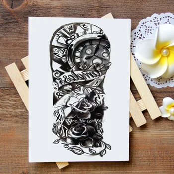 

Waterproof Temporary Tattoos Stickers Black Rose Arm Tattoo Flash Water Transfer Tattoos fake tattoos for women men #458