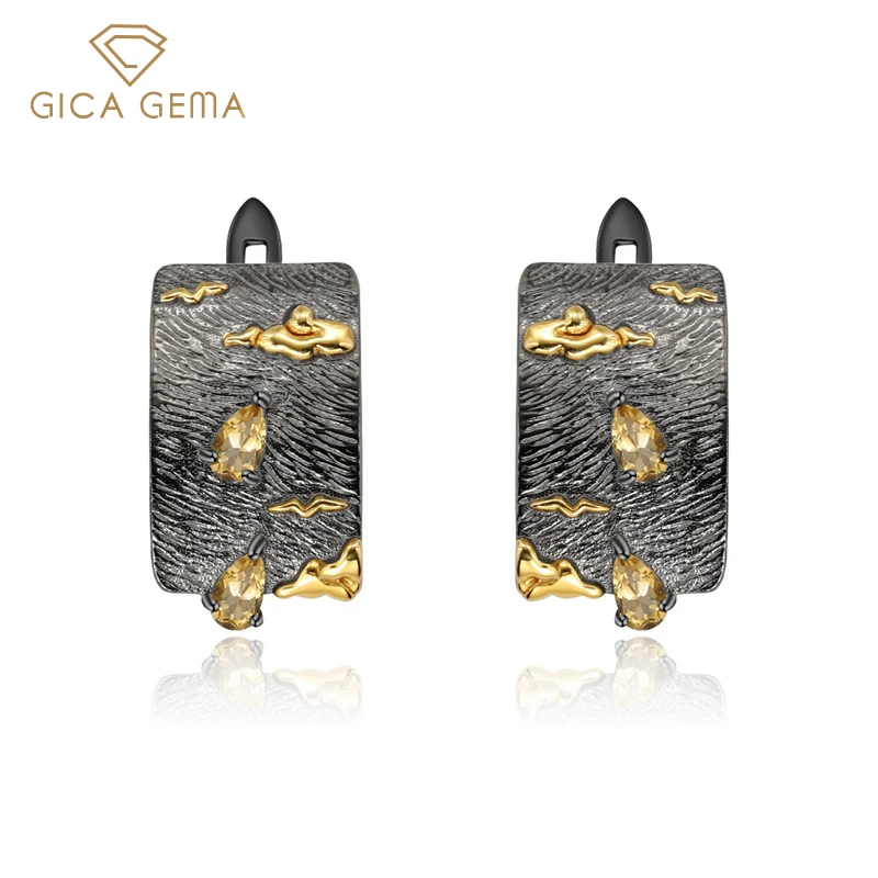Женские серебряные серьги GICA GEMA 925 пробы с 3*5 мм натуральными цитриновыми