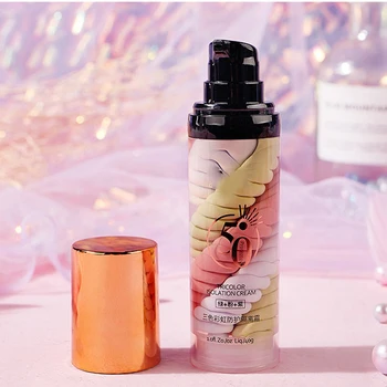 

Hot sale Rainbow Tricolor Makeup Base Makeup Primer Full Coverage Brighten Skin Long Lasting
