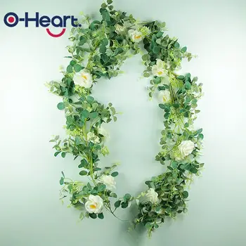 

2m Artificial Eucalyptus Rose Berry Vine Flowers Garland Row Decor Rustic Wedding DIY Decorations mariage Iron Arch Backdrop