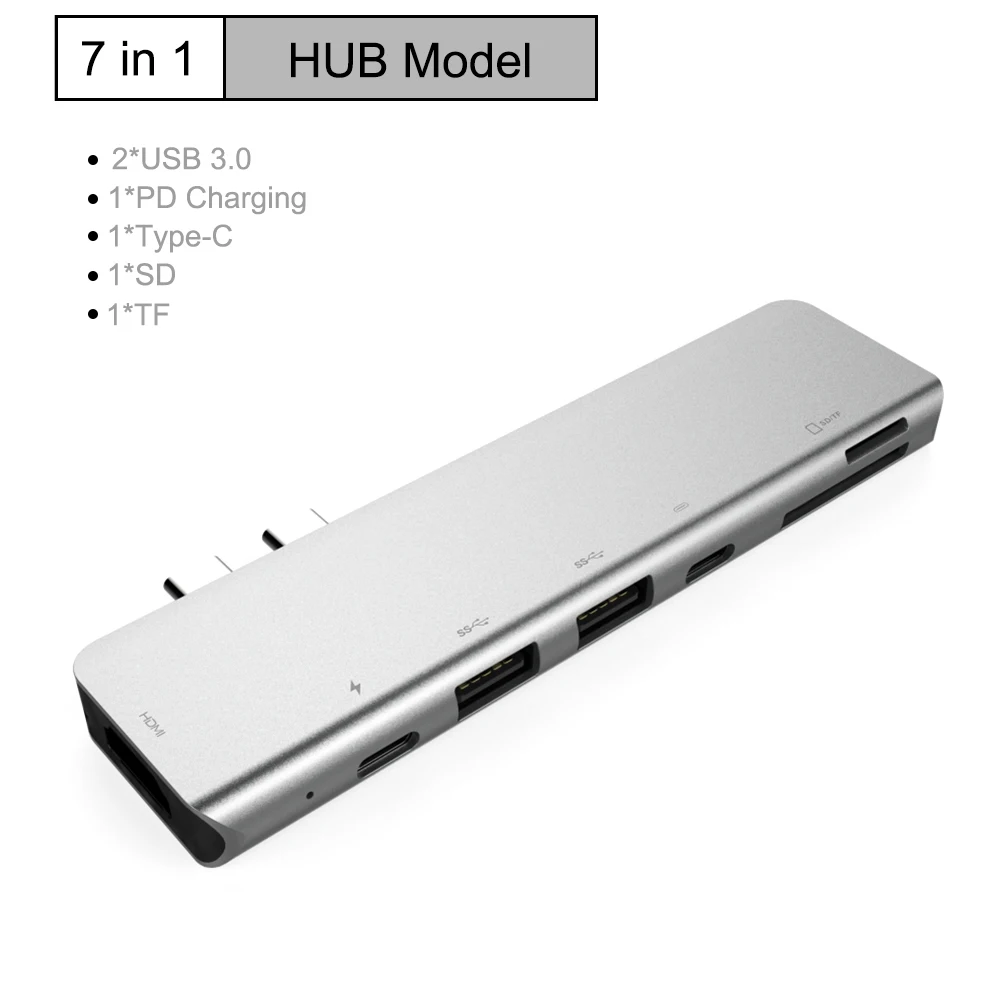 USB C концентратор двойной тип C к Мульти USB 3,0 HDMI адаптер с SD/TF кард-ридер USB-C 3,0 разветвитель порт USB-C концентратор для MacBook Pro