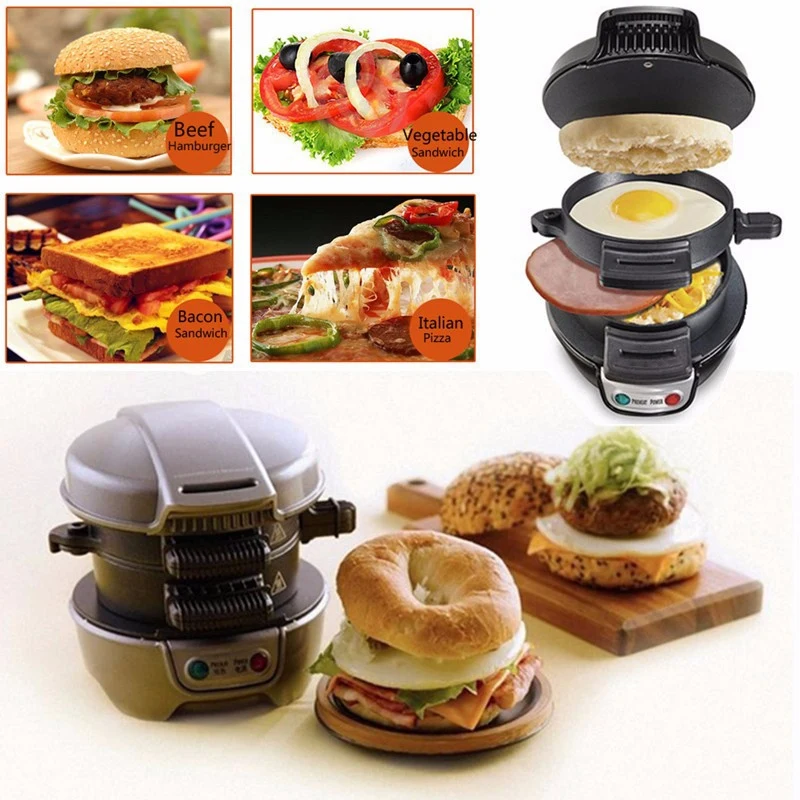 Электрический сэндвичница для яиц, мини гриль, блинница, плита для выпечки, тостер, многофункциональная антипригарная машина для гамбургера, завтрака