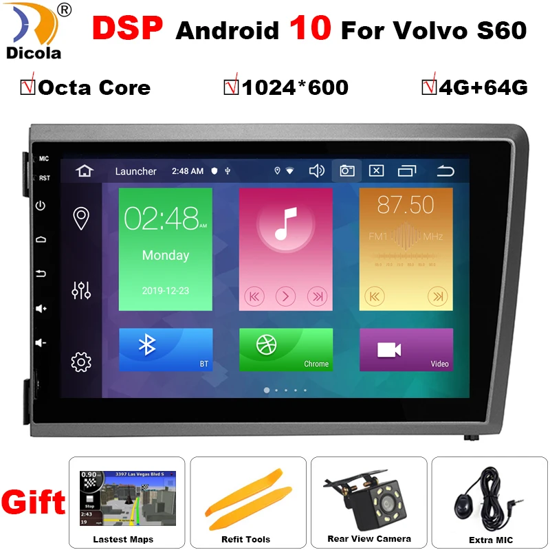 8 &quotAndroid 10 DSP IPS Φ для Volvo S60 V70 XC70 2000 2001 2002 2003 2004 мультимедийный плеер радио