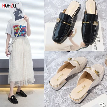 

HQFZO Casual Loving Heart Women Mules Loafers Buckle Platform Lady Chunky Heels Slip On Summer Shoes Zapatos Mujer