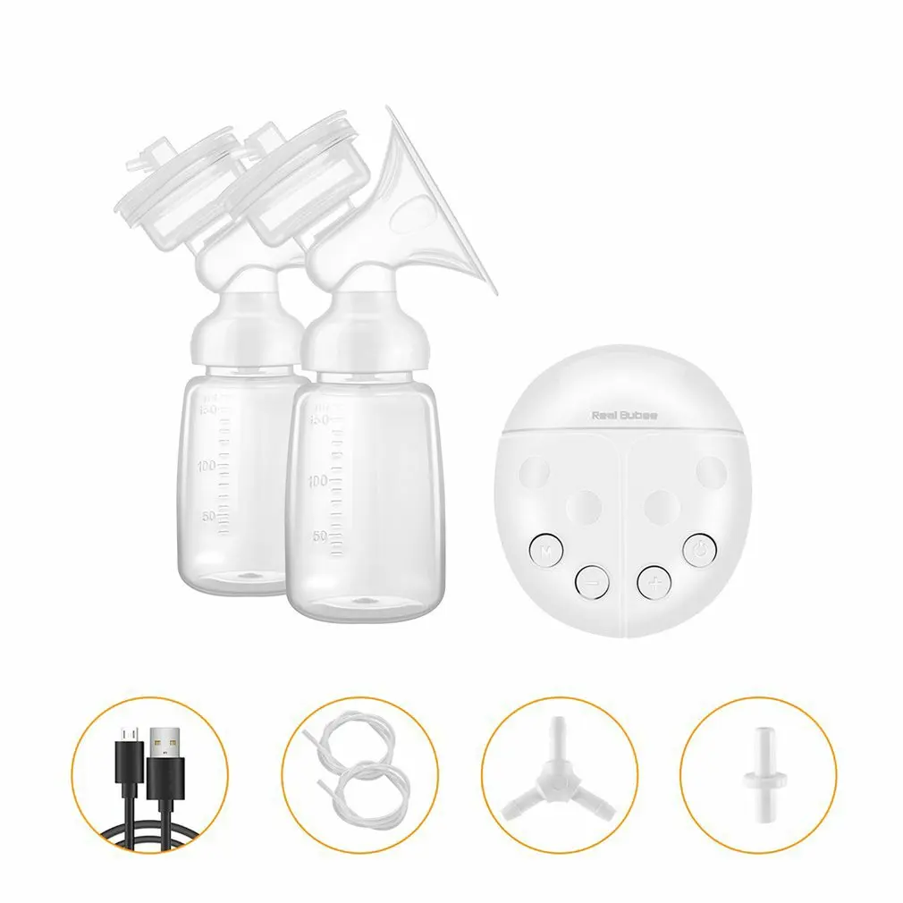 Двойной Электрический молокоотсос с молочной бутылочкой для младенцев, USB, без бисфенола, для грудного вскармливания, автоматический массаж, послеродовой молокоотсос