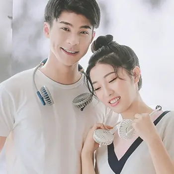 

Detachable Portable Hanging Neck Fan USB Charging Handheld Fans 2 Gears Adjustable Air Cooler