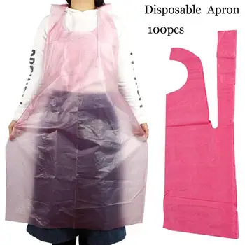 

100pcs Dustproof PE Save-all Kitchen Supplies One-time Waterproof Aprons Oil Proof Pinafores for Picnic Restaurant Drawing