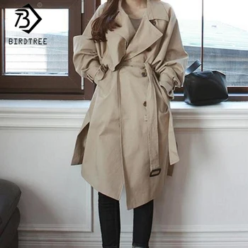 

Women Coats Outwear 2020 Autumn Winter Full Sleeve Turn-down Collar Double-breasted Sashes Trench Coat C06503K