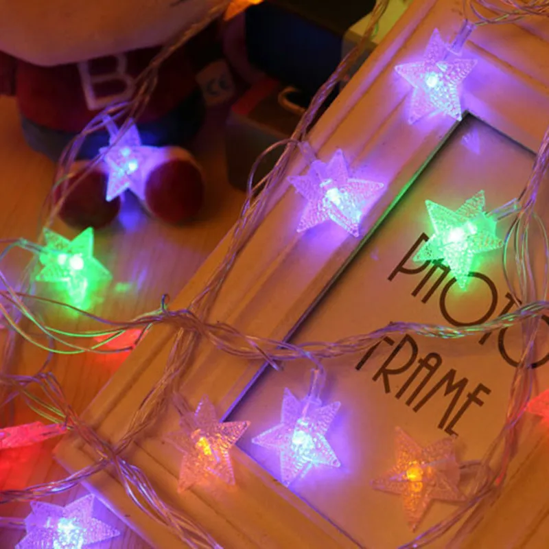 Светодиодный светильник-гирлянда s, декоративный Сказочный светильник, работающий на батарейках, звезда, медная проволока, лампа для помещений, Рождество, свадьба, события, фонарь-pentagra - Испускаемый цвет: changeable
