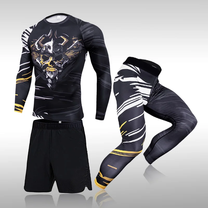 

Jogging Gym Exercise Fitness Sportswear 3-Piece Compression Suit Track And Field Team Training Men's Quick-Drying Suit