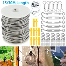 Câble Flexible enduit de PVC en acier inoxydable de 15M/30M, câble souple Transparent en acier inoxydable, ensemble de cordes à linge, accessoires pour la maison