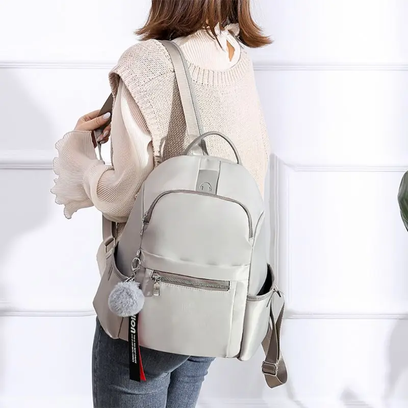 

Multi-pocket Design Solid Color Simple Shoulder Bag Women's Fashion Casual Light Portable Backpack Travel Bag