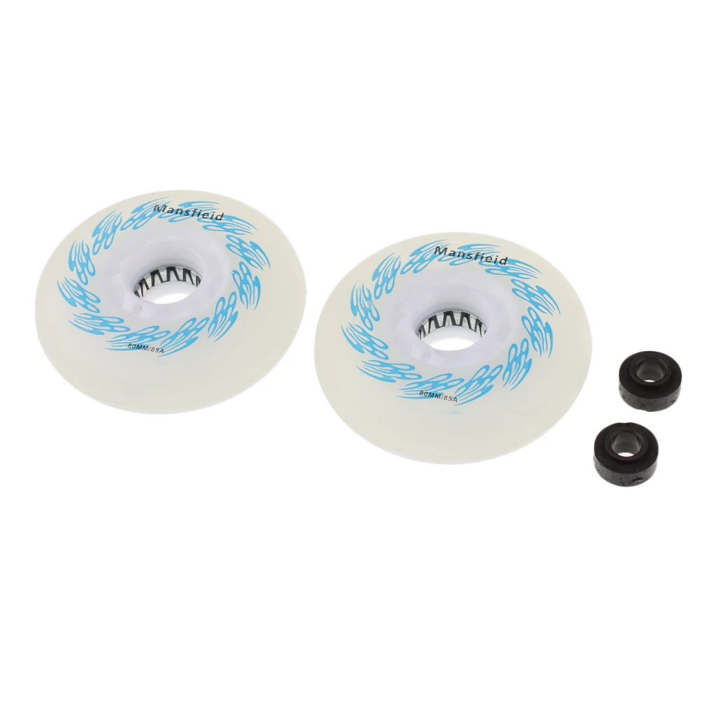 2 Pieces LED Light Up Inline Sliding Flash PU Roller Skate Wheel 80mm