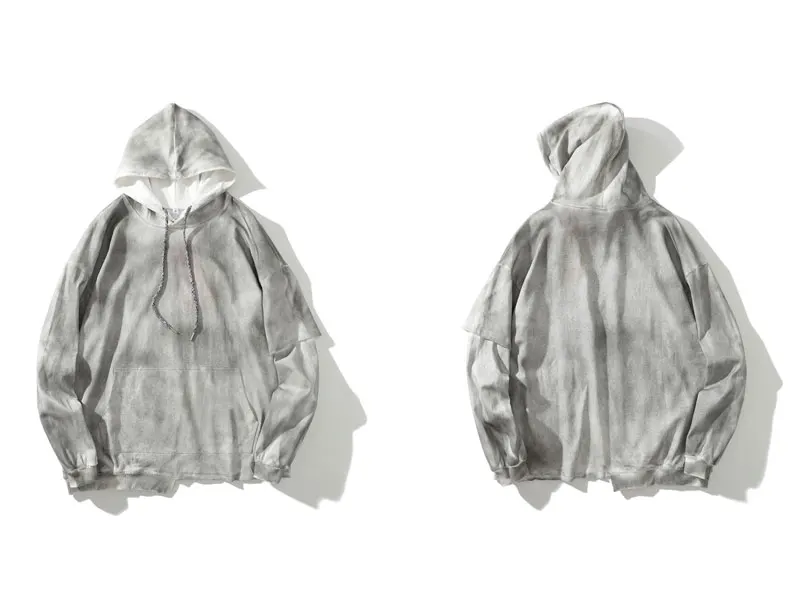 Gray Khaki GONTHWID Харадзюку Distressed Tie Dye нерегулярные толстовки с капюшоном уличная хип хоп Повседневная панк Рок пуловер Топы мужские - Цвет: Gray Khaki