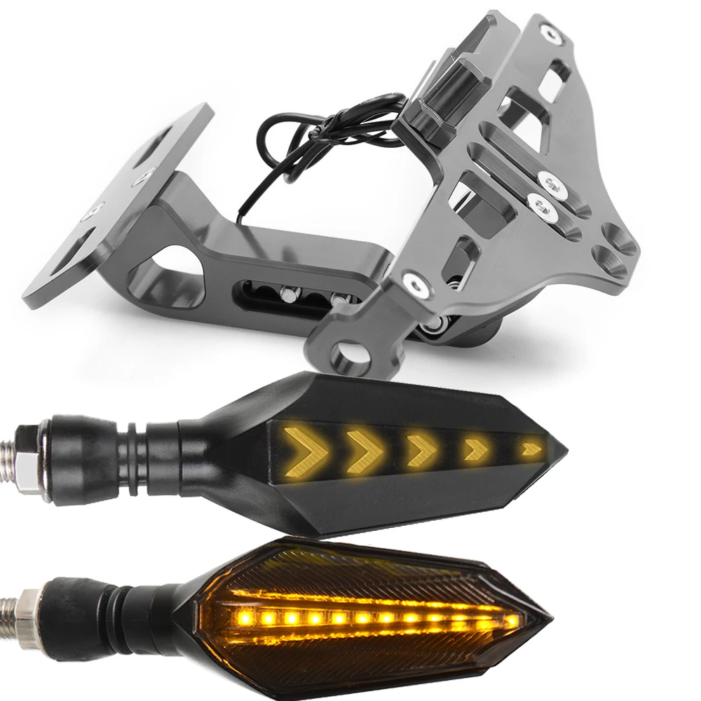 Для Yamaha MT-03 MT03 MT09 MT-09 MT 03 09 FZ09 FZ-09 MT07 FZ-07 YZ1 YZF R1 R6 R6S мотоцикл номерной знак рамка держатель - Цвет: Серый