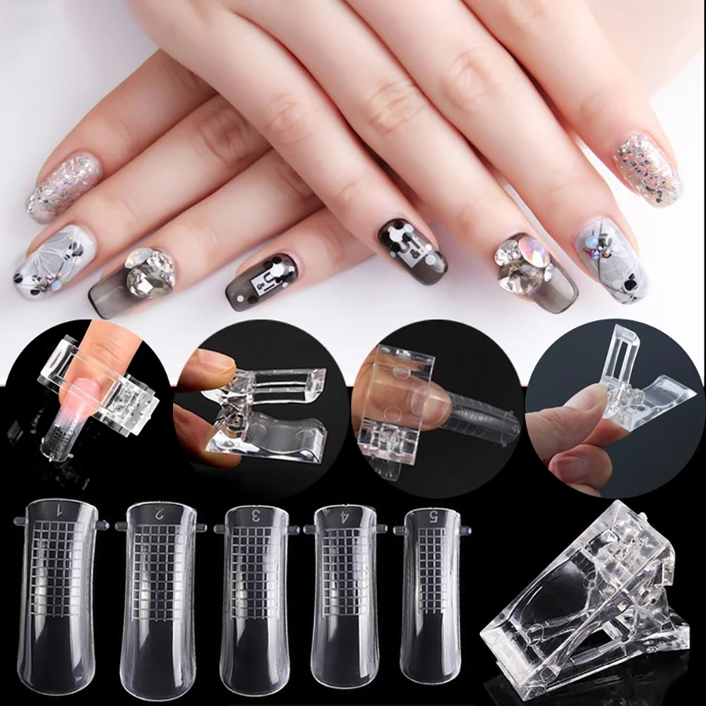 アクリル偽ネイルクリップ偽の釘延長ツールクリア色型枠指ネイルアートモールドマニキュア False Nails Aliexpress