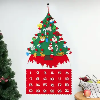 

Besegad Kids DIY Felt Christmas Tree Countdown Advent Calendar with 24 Day Pockets 24pcs Ornaments Xmas Hanging Decorations Toy