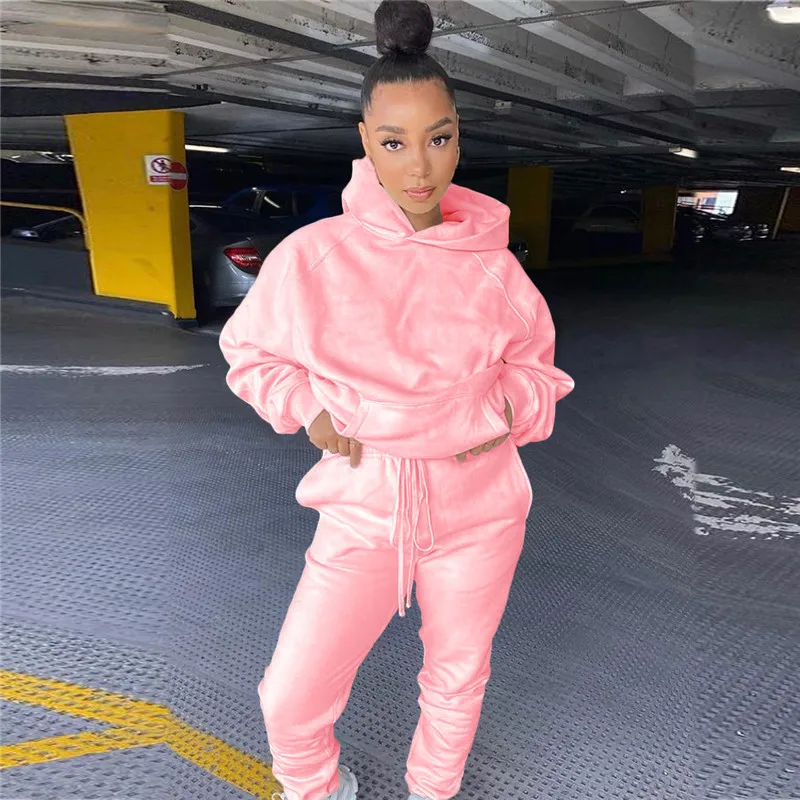 Hooded Sweatshirt Jogger Pants Suit 