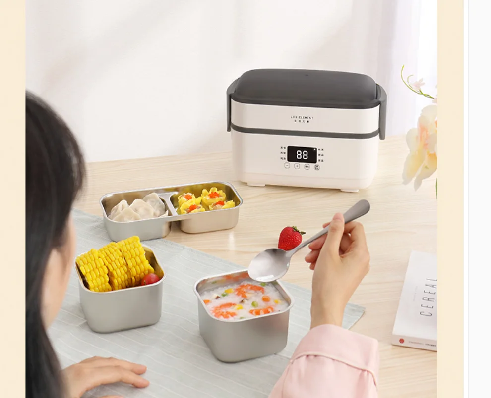 

Double-layer Electric Lunch Box Small Rice Cooker Automatic Heating Timing Insulation Mini Office Worker Double-layer Cooking