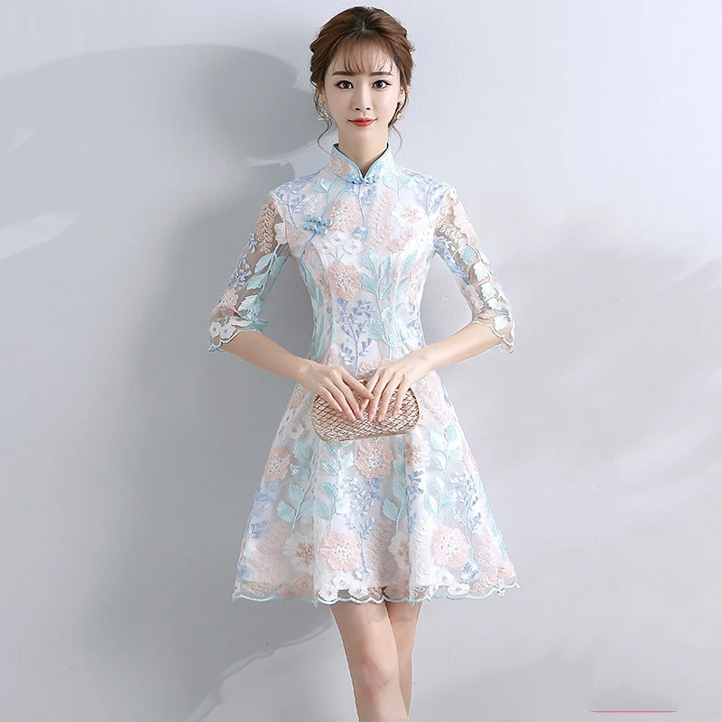 2020 Vestidos Para Bautizo Primera Daminha nuevo Daily vestido chica joven corto estilo chino|Vestidos floreados de niña| - AliExpress