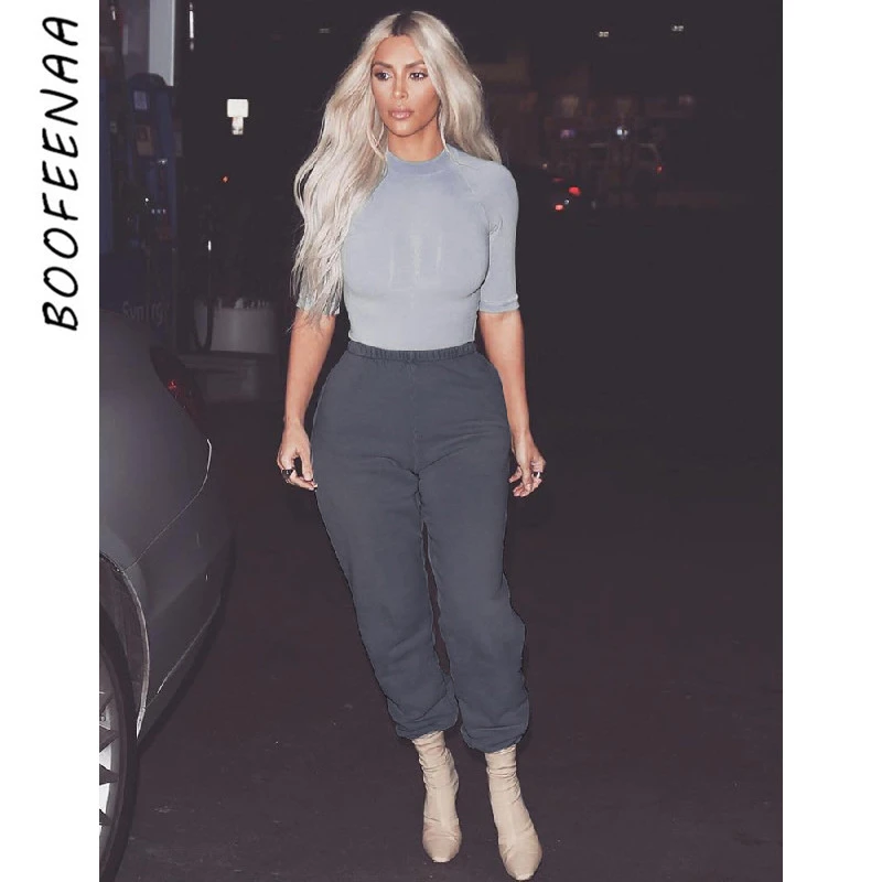 BOOFEENAA Elastic Waist Thick Fleece 