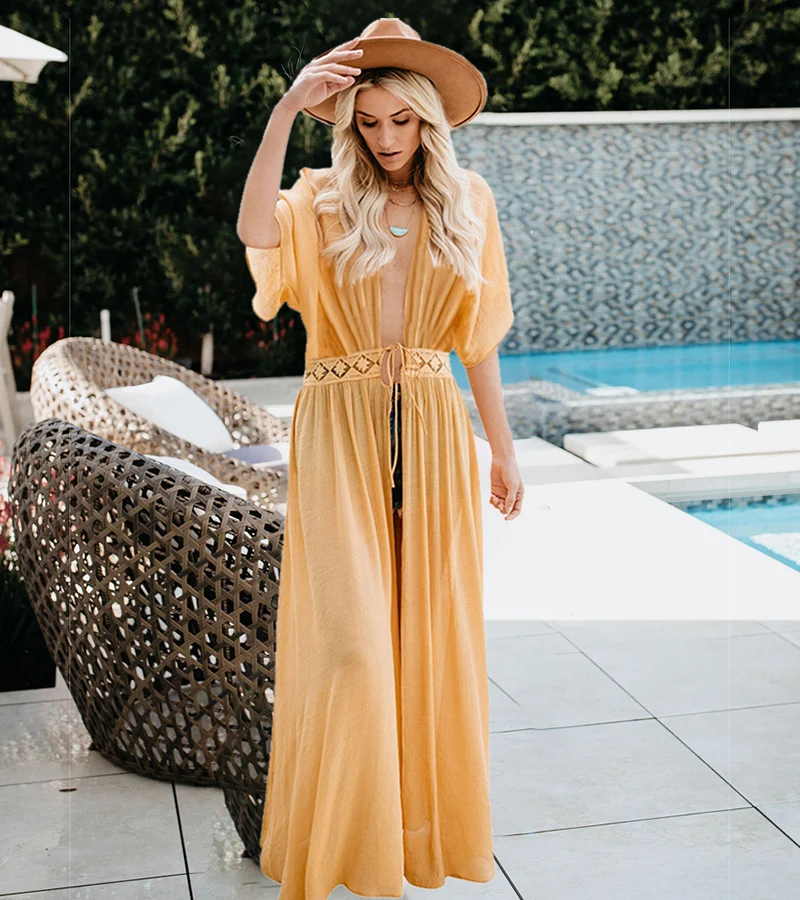 Bohemian beach dress fashion sunscreen maxi long dress women summer Nice short sleeve white sexy boho women dress Pop CDR261 (19)