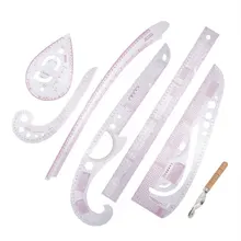 Règle de mesure en plastique pour couture, courbe française, pour tailleur, 7 pièces/ensemble
