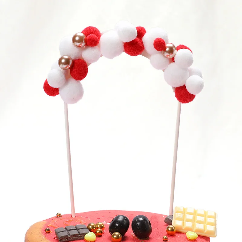 Красный золотой белый хлопок Шар АРКА тема Топпер для торта «С Днем Рождения» девочка принцесса торт украшения вечерние принадлежности Детские сувениры - Цвет: Красный