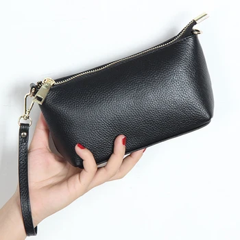 

Women Genuine Leather clutch bag ladies multi-function hand bag female handbag leather lady dumplings bag shoulder Messenger bag