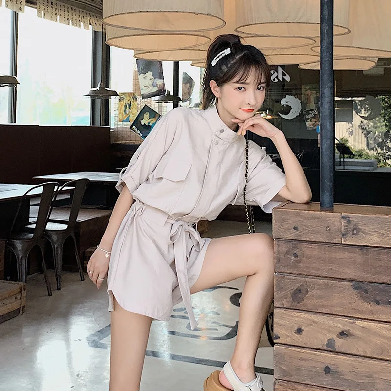 

Romper Casual Pants Women's 2019 Summer New Style Korean-style Loose-Fit High-waisted Loose Pants Shorts Cargo Overalls Fashion