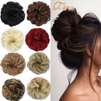 

TALANG Synthetic Hair Buns Vurly Scrunchy Chignon Elastic Messy Wavy Scrunchies Wrap For Ponytail Extensions For Women