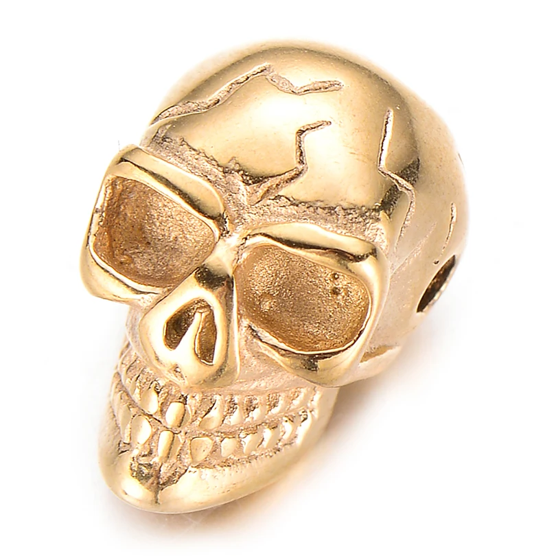 Pipitree 4pcs/lot Stainless Steel Skull Beads DIY Cool Punk Skeleton Vintage Beads for Men Bracelet Jewelry Making Handmade Bulk