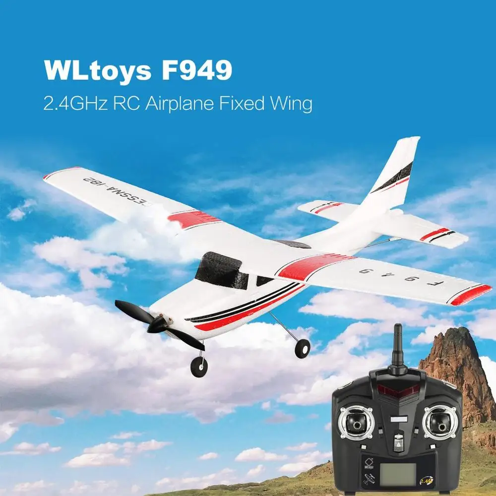 

WLtoys F949 3 Channel 2.4GHz Radio Control RC Airplane Fixed Wing RTF CESSNA-182 Plane Outdoor Drone Toy for Children