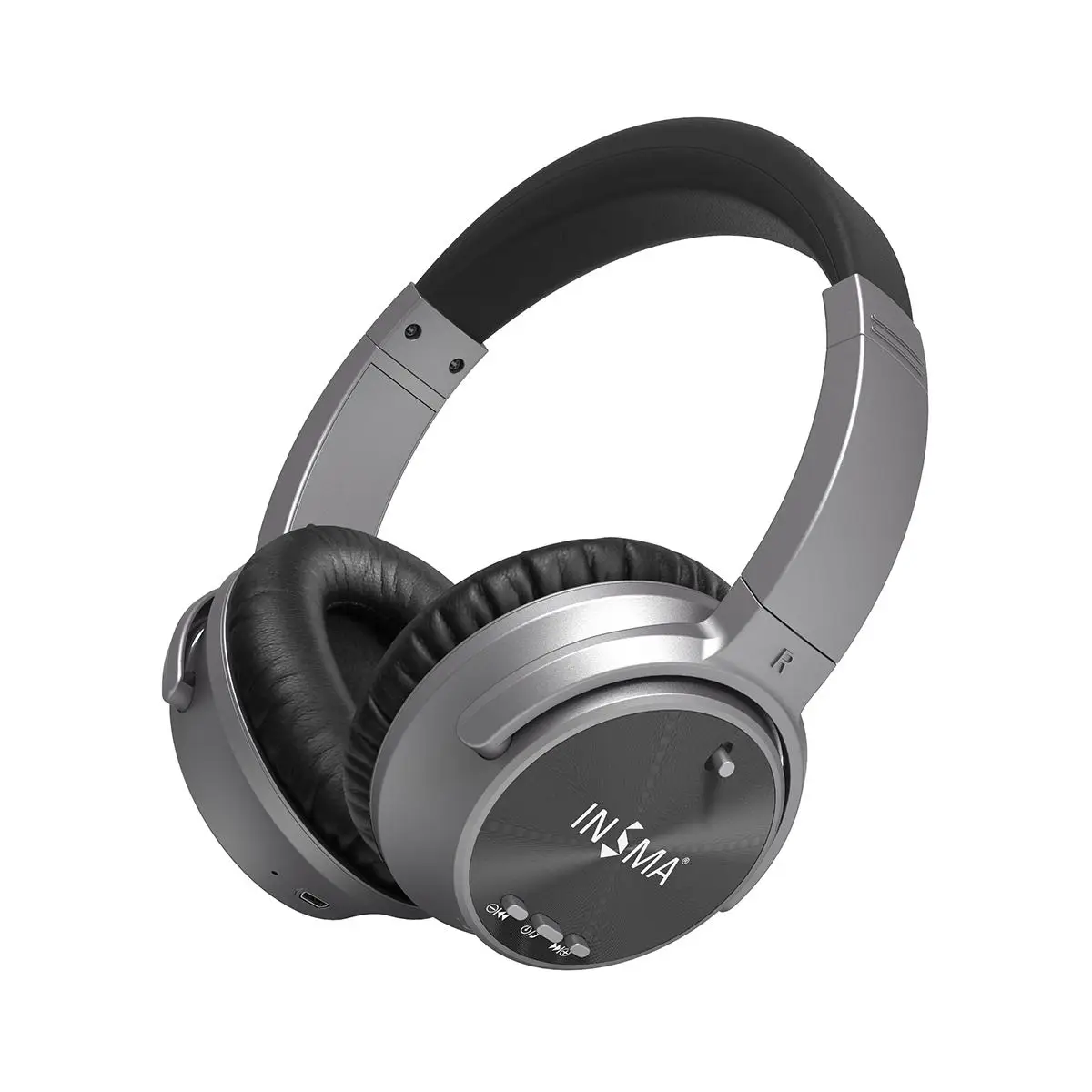 INSMA ANC bluetooth гарнитура с активным шумоподавлением Беспроводные наушники с микрофоном наушники с глубоким басом музыка 20 ч Время воспроизведения - Цвет: Серый