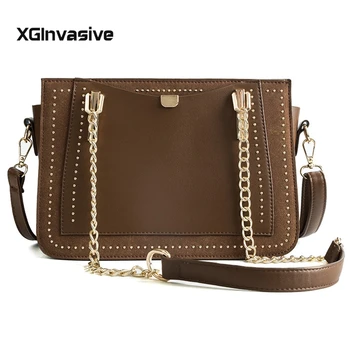 

Big clear Brand Designer Woman 2019 New Fashion Messenger Bag Chains Shoulder Bag Polyester Rivets Transparent Square PU Handbag