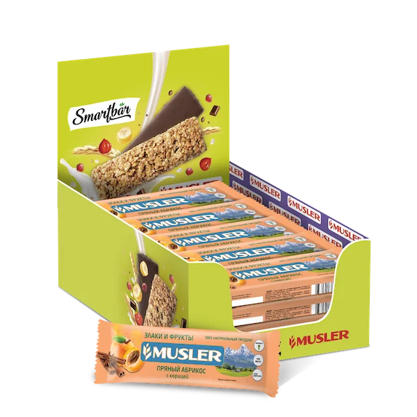 Батончик мюсли "spicy apricot with cinnamon" 40g. Musler afbeelding