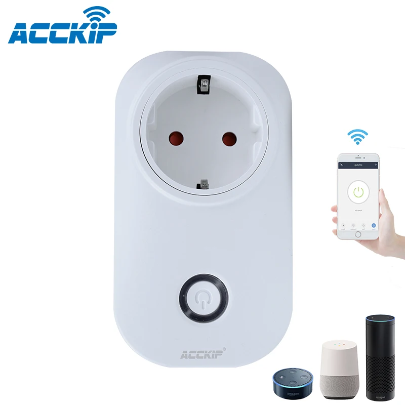

ACCKIP Europe Plug WiFi Smart Socket Tuya Smart Life APP Wireless Outlet Voice Control Work With Alexa Google Assistent