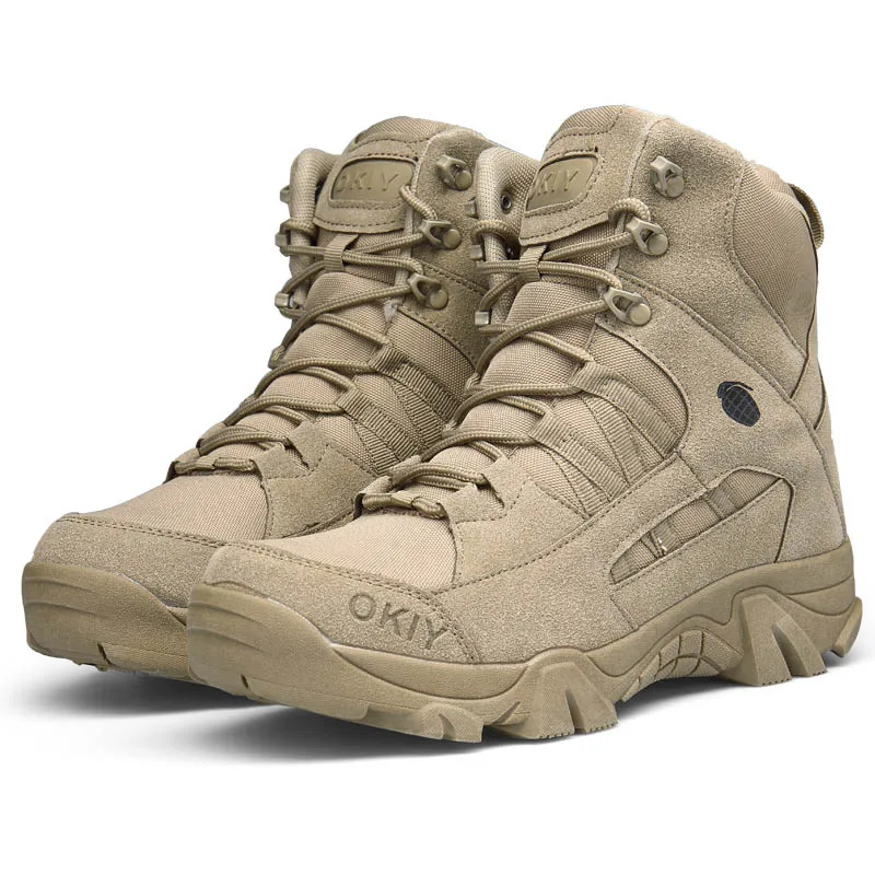 

GNOME Retro Waterproof High Top Military Boots Men Plus Size 46 Safety Shoes For Men Outdoor Zipper Comfortable Male Army Boots