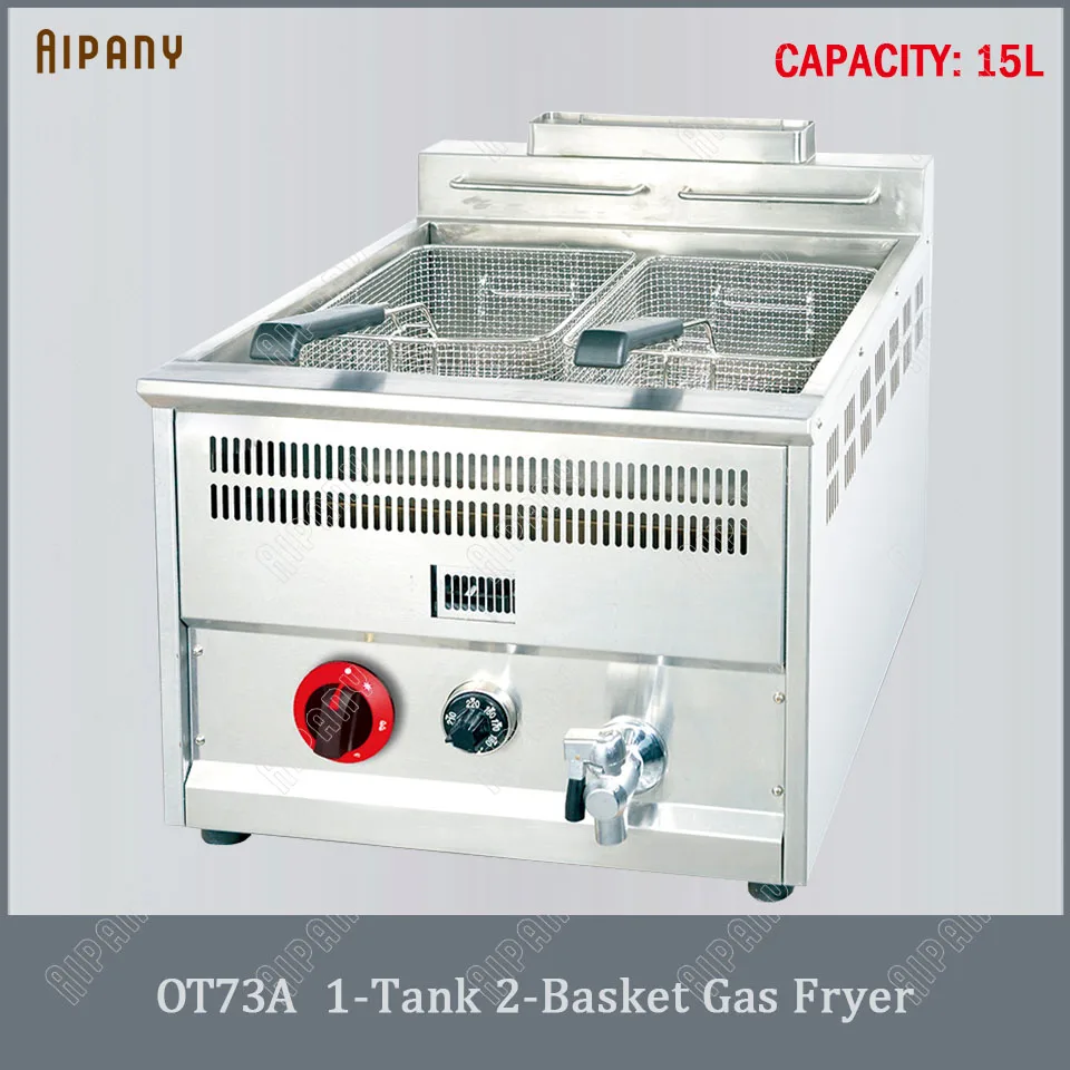 OT71A/OT72A/OT73A Коммерческая газовая фритюрница с корзиной из нержавеющей стали настольная газовая фишка фритюрница для курицы - Цвет: OT73A