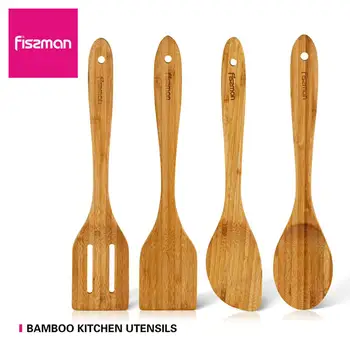 

FISSMAN Bamboo Turner Slotted Spatula Solid Wok Shovels Serving Spoon Cooking Utensils